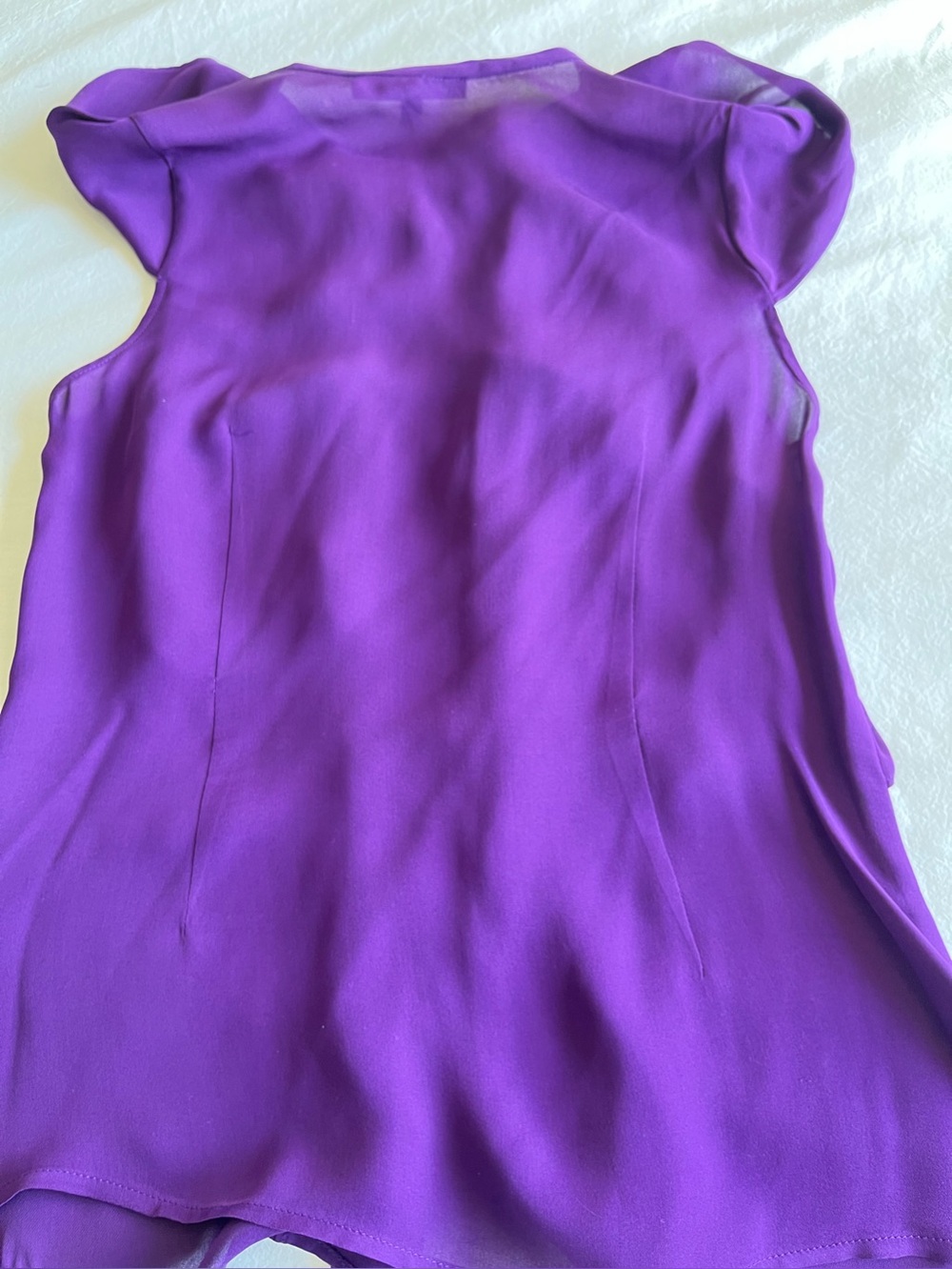 Judith & Charles Purple 100% Silk Ruffle Tiered Sleeveless Blouse Size 6 - Picture 10 of 13